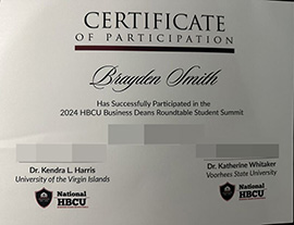 purchase realistic National HBCU certificate