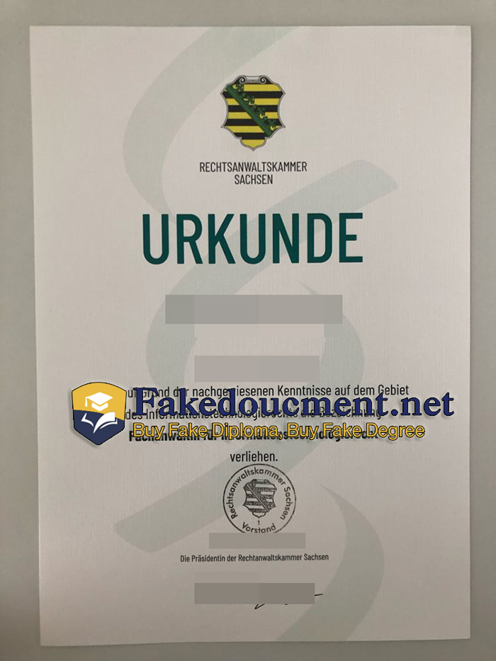 purchase realistic Rechtsanwaltskammer Sachsen certificate