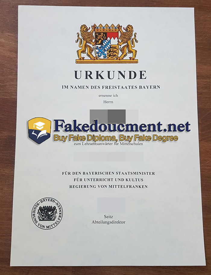 purchase realistic Regierung Von Mittelfranken certificate