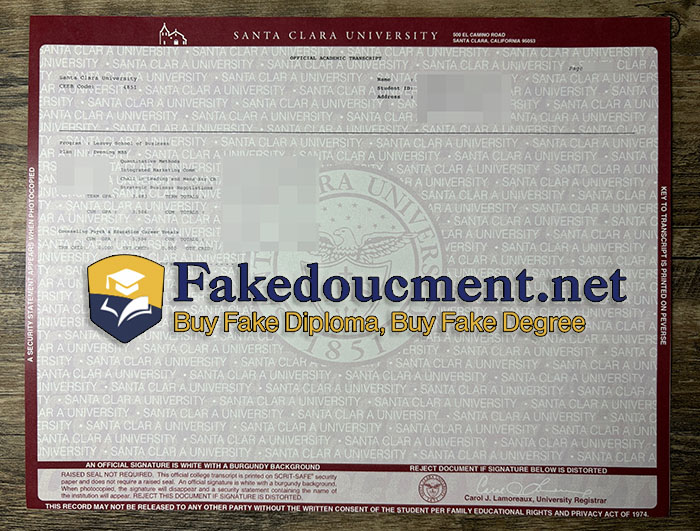 purchase realistic Santa Clara University Transcript