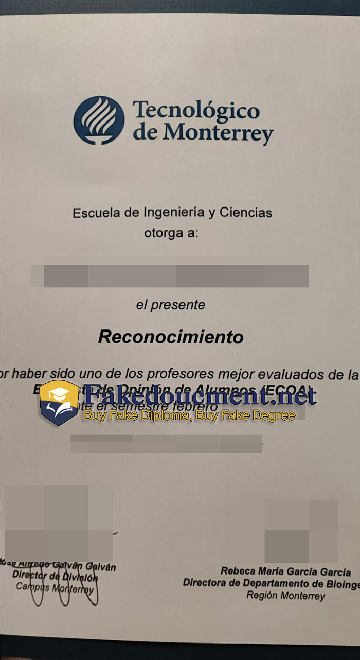 purchase realistic Tecnologico de Monterrey certificate