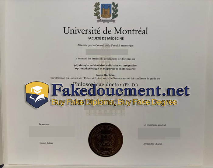 purchase realisitc Universite de Montreal Faculte de Medecine diploma