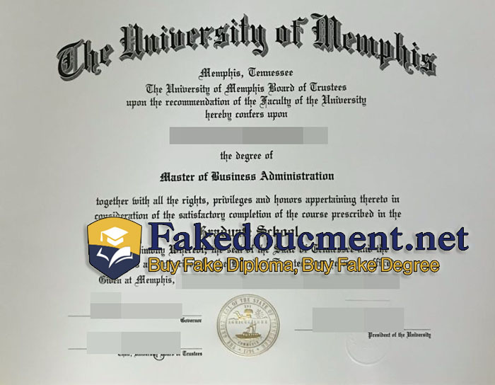 purchase realistic University of Memphis diploma