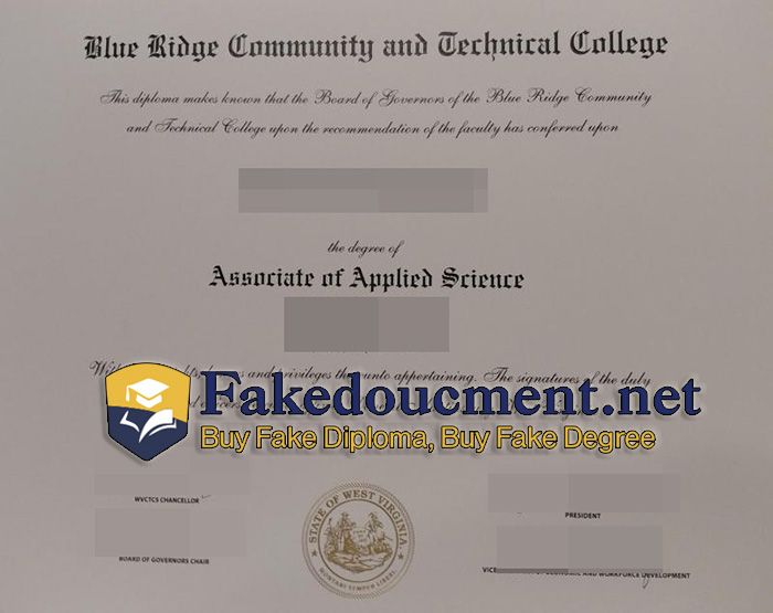 purchase realistic Blue Ridge Community and Technical College diploma