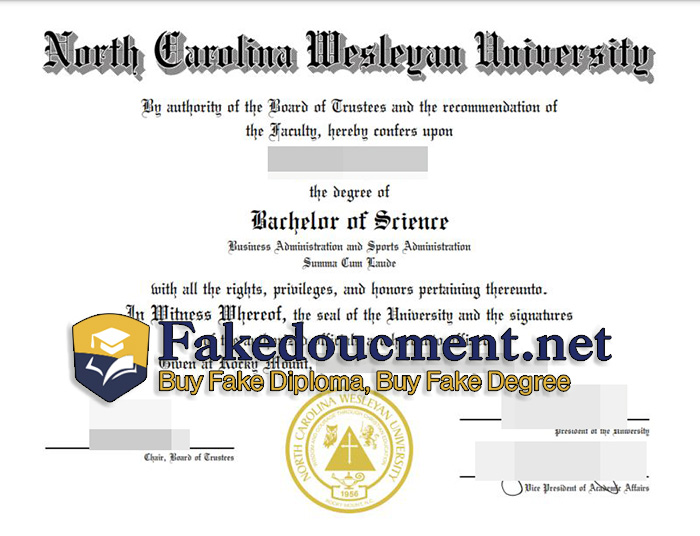 purchase realistic North Carolina Wesleyan University diploma