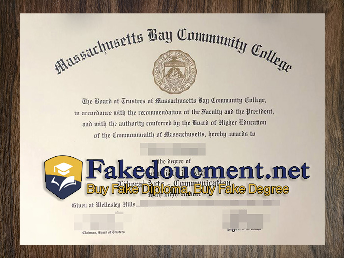 purchase realistic Massachusetts Bay Community College diploma