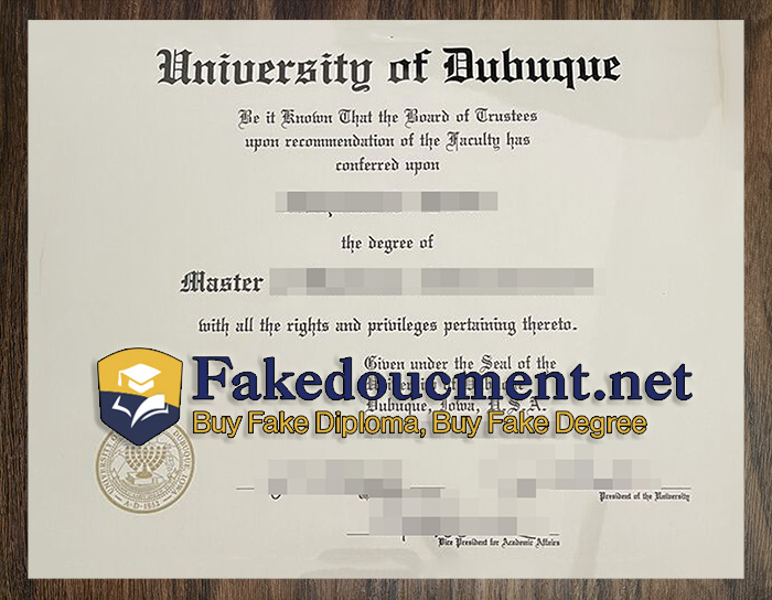 purchase realistic University of Dubuque diploma