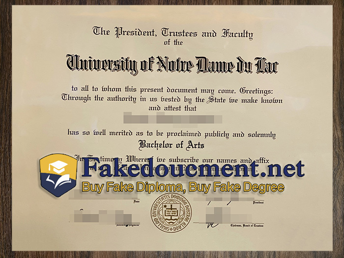 purchase realistic University of Notre Dame du Lar diploma