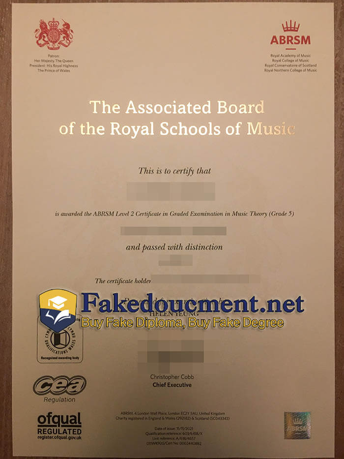 purchase realistic ABRSM certificate