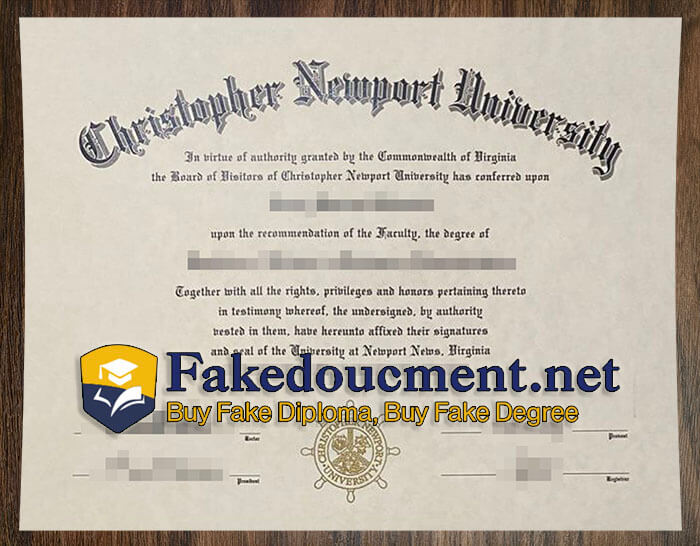 purchase realistic Christopher Newport University diploma