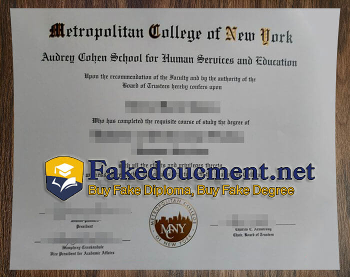 purchase realistic Metropolitan College of New York diploma