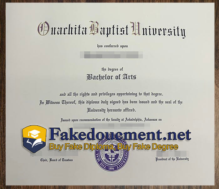 purchase realistic Ouachita Baptist University diploma