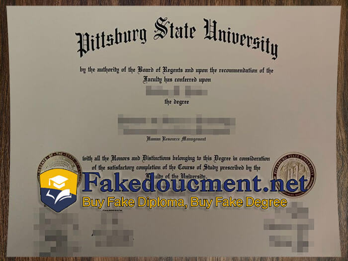 purchase realistic Pittsburg State University diploma