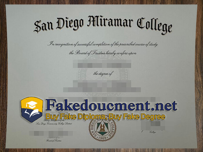 purchase realistic San Diego Miramar College diploma