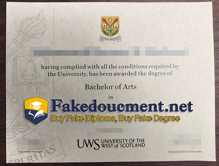 purchase realistic University of the West of Scotland diploma