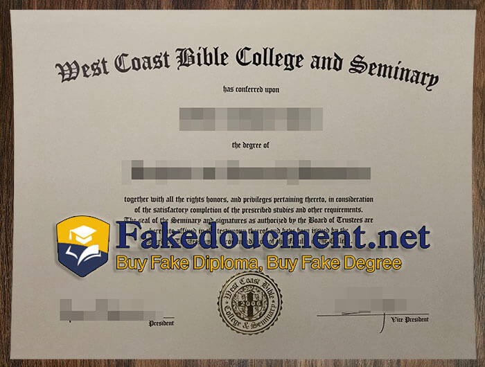 purchase realistic West Coast Bible College and Seminary diploma