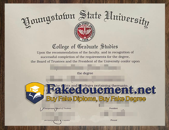 purchase realistic Youngstown State University diploma