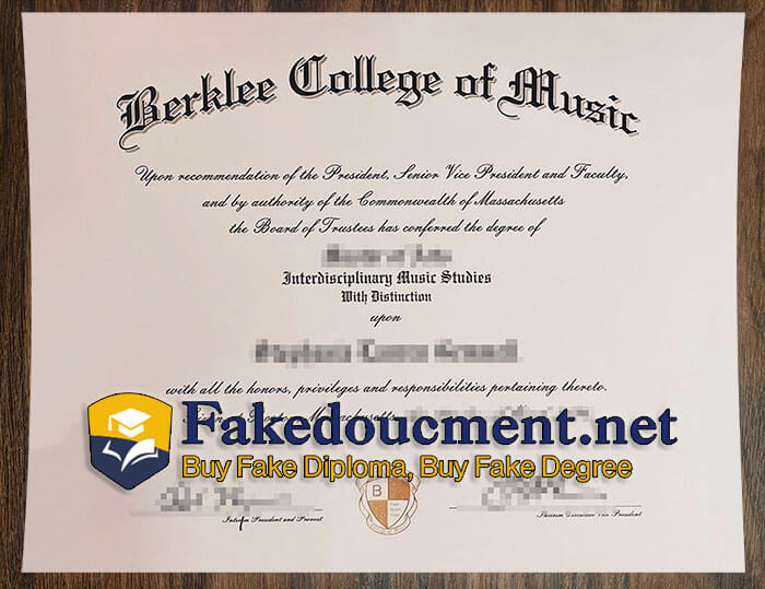 purchase realistic Berklee College of Music diploma