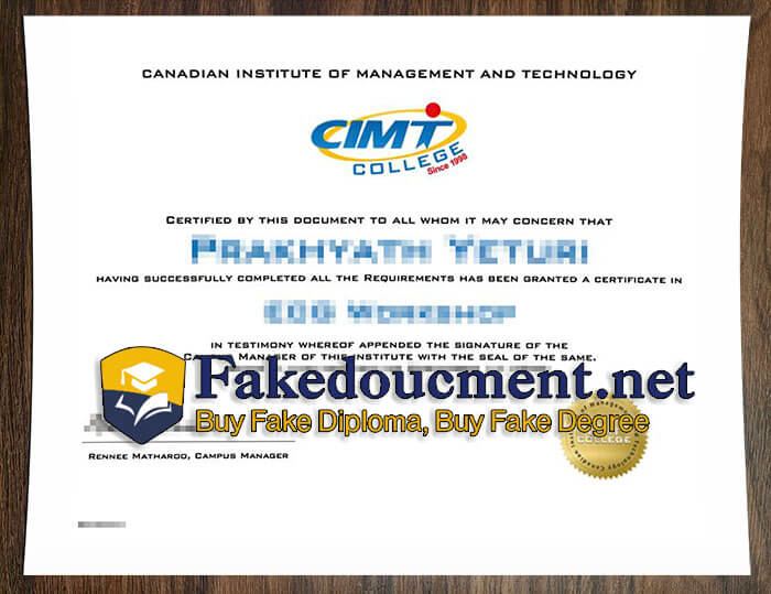 purchase realistic CIMT College certificate