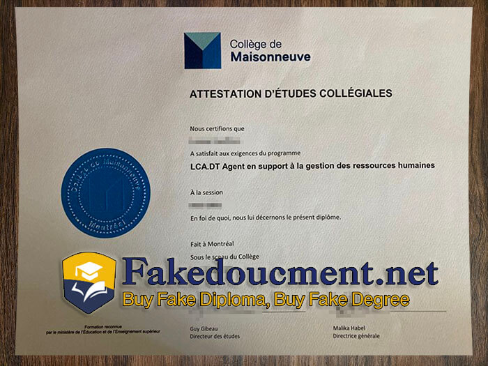 purchase realistic College de Maisonneuve diploma