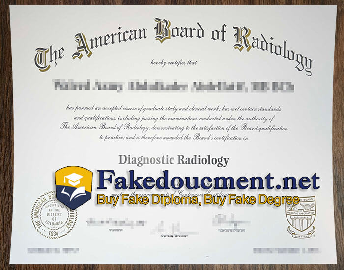 purchase realistic American Board of Radiology certificate