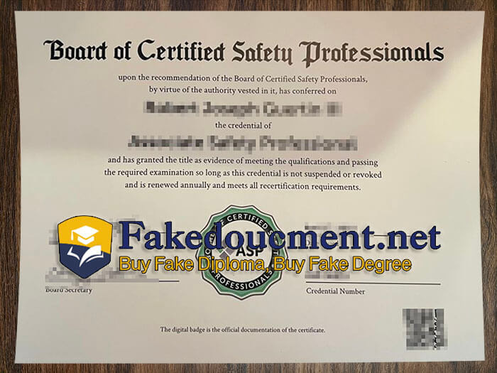 purchase realistic Associate Safety Professional certificate