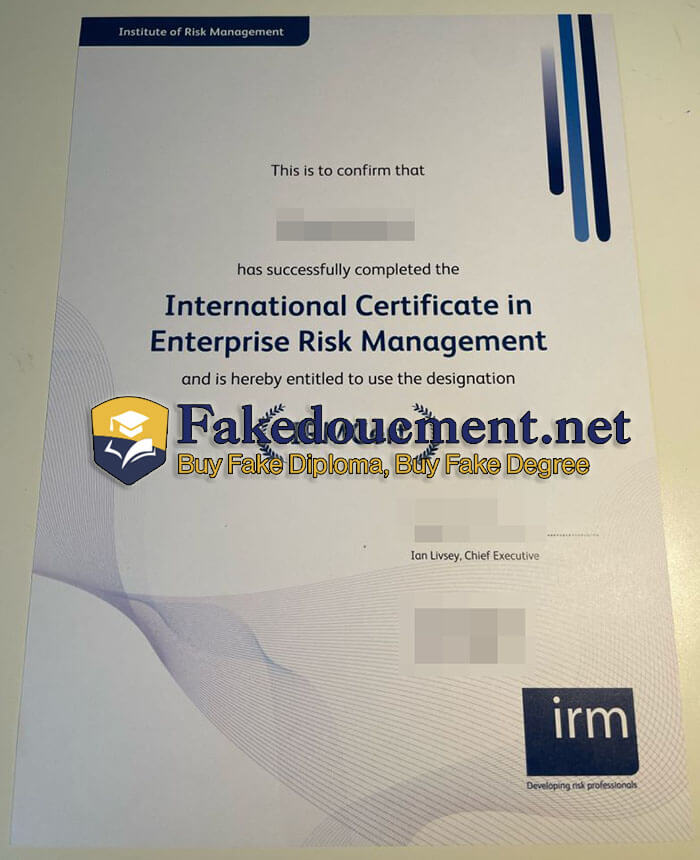 purchase realistic IRM International Certificate