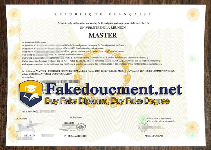 purchase realistic Universite De La Reunion diploma