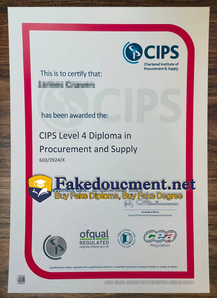 purchase realistic CIPS Level 4 Diploma certificate