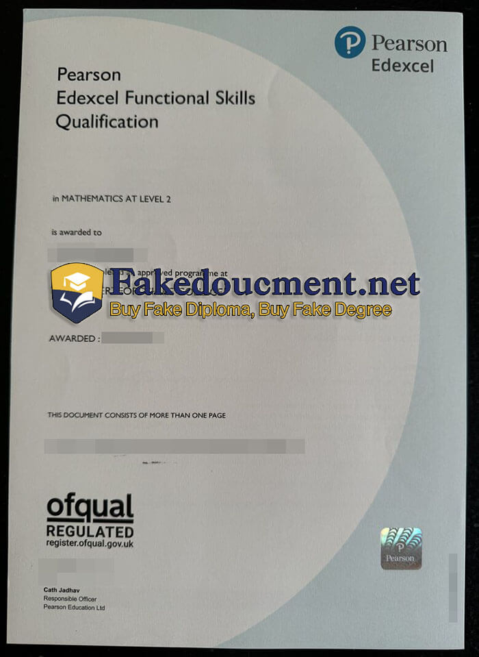 purchase realistic Pearson Edexcel Functional Skills Qualification certificate