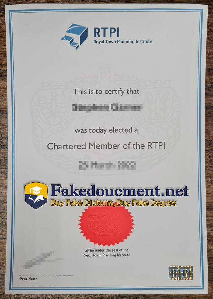 purchase realistic Royal Town Planning Institute certificate