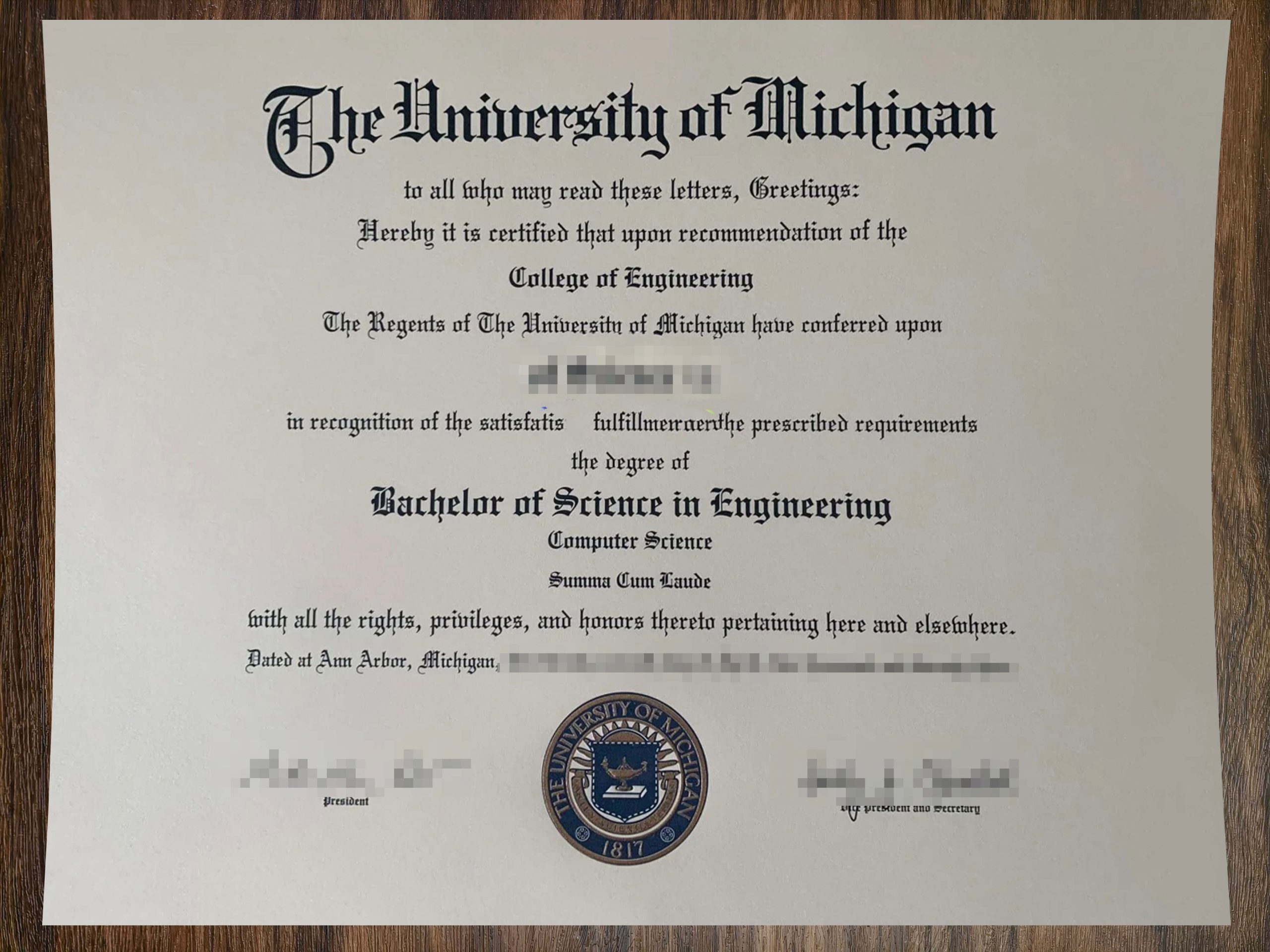 purchase realistic University of Michigan-Ann Arbor degree