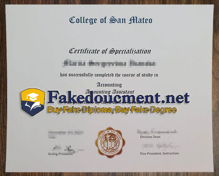 purchase realistic College of San Mateo diploma