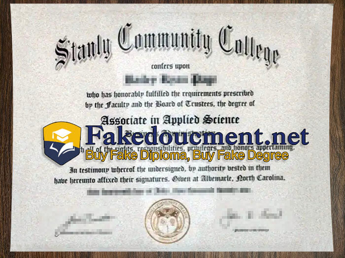 purchase realistic Stanly Community College diploma